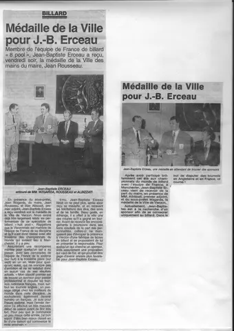Coupure de presse : Médaille de la Ville de Vierzon — septembre 1994