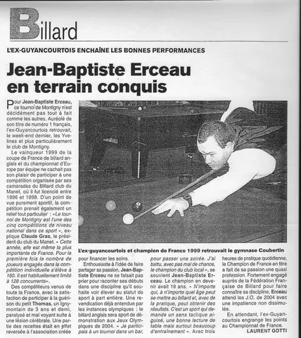 Coupure de presse : Présentation du Tournoi National de Guyancourt 1999 (quart de finale)
