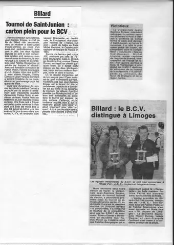 Coupure de presse : Victoire au Tournoi National de Saint-Junien 1995