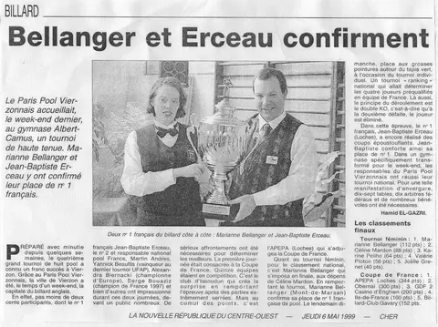 Coupure de presse : Remise du titre de n°1 français 1998-1999