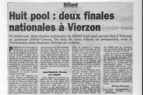 Coupure de presse : Présentation du Tournoi National de Vierzon 1999 (demi-finale)
